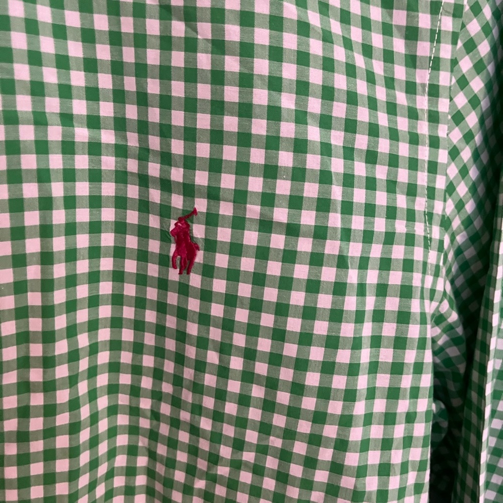 Ralph Lauren Green Checked Button Up Shirt Size XL 18-20‎ - Picture 2 of 3